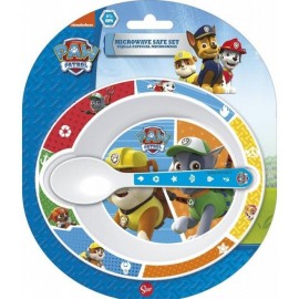 2 pz Microondas Plato Cuenco Cuchara Paw Patrol