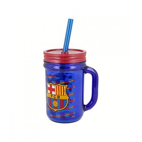 Jarra con Popote de 420 ml Futbol FC Barcelona FCB