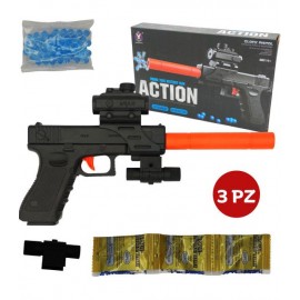 Pistola de Gel 3pz para Niños con Bolas y Accesorios Manual Hidrogel