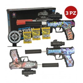 Pistola de Gel 3pz para Niños con Bolas Graffiti Manual Hidrogel