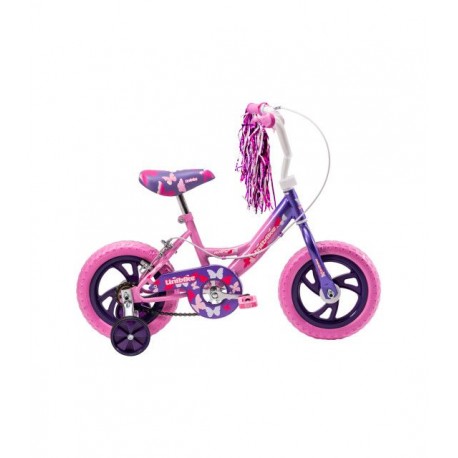 Bicicleta para Niños Rodada 12 Rosa con ruedas de entrenamiento